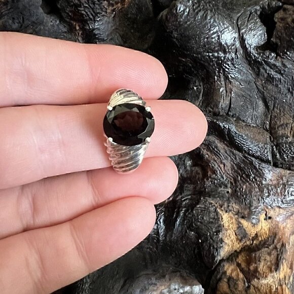Vintage Clyde Duneier 3.63 ct Oval Smoky Quartz Ring Size 9 Sterling Silver CID - Picture 3 of 13